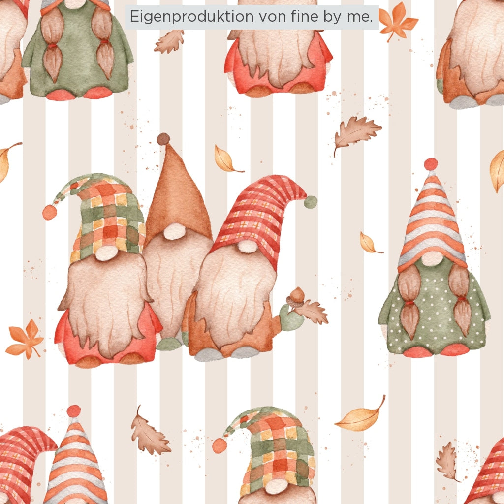 RESTSTÜCKE PAKET 2x 50cm Bio-Sweat „Autumn Gnomes“ Haupt- und Kombistoff, exklusive Eigenproduktion