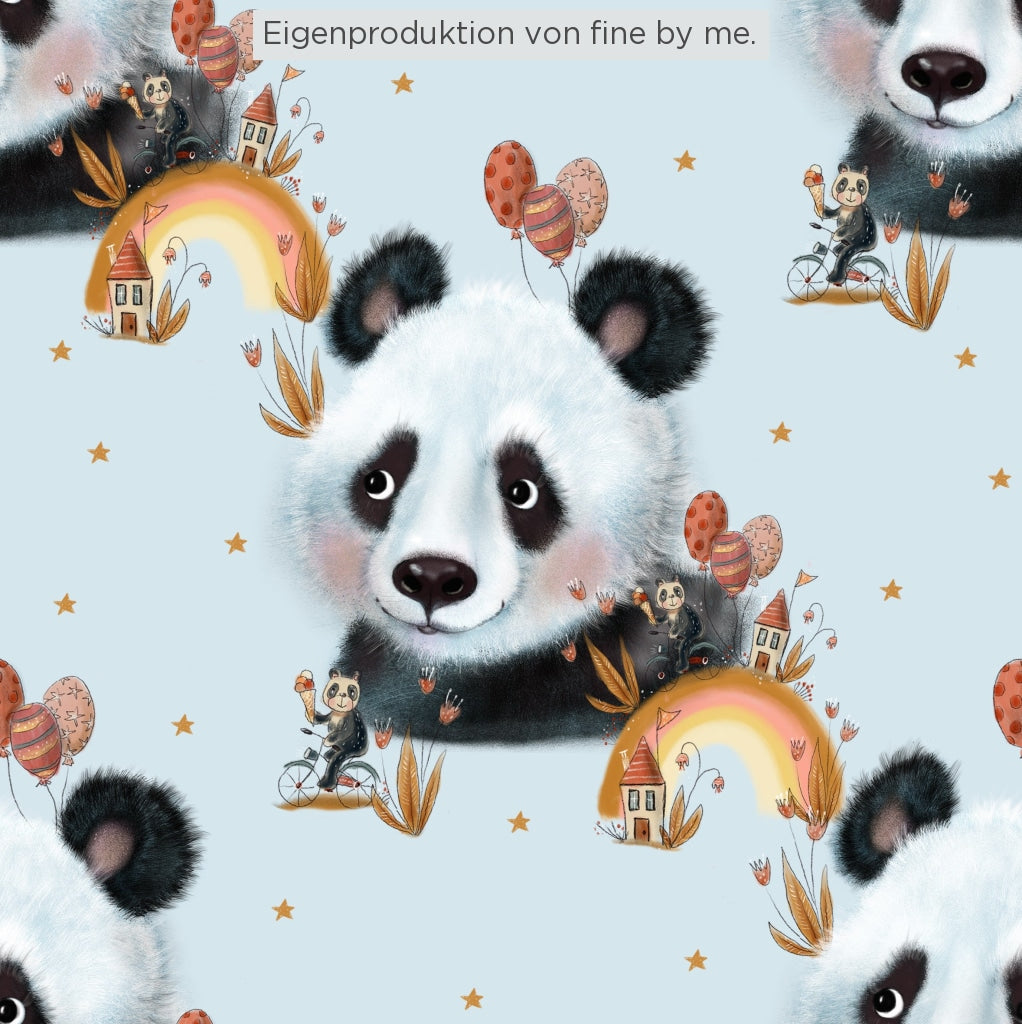 RESTSTÜCK 50cm Bio-Sweat „Panda träumt vom Frühling“, exklusive Eigenproduktion
